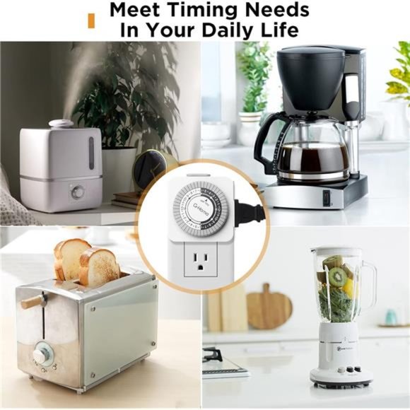 Timers, 24 Hour Indoor Plug-in Mechanical Timer 2 Prong 2 Pack - Picture 6 of 6
